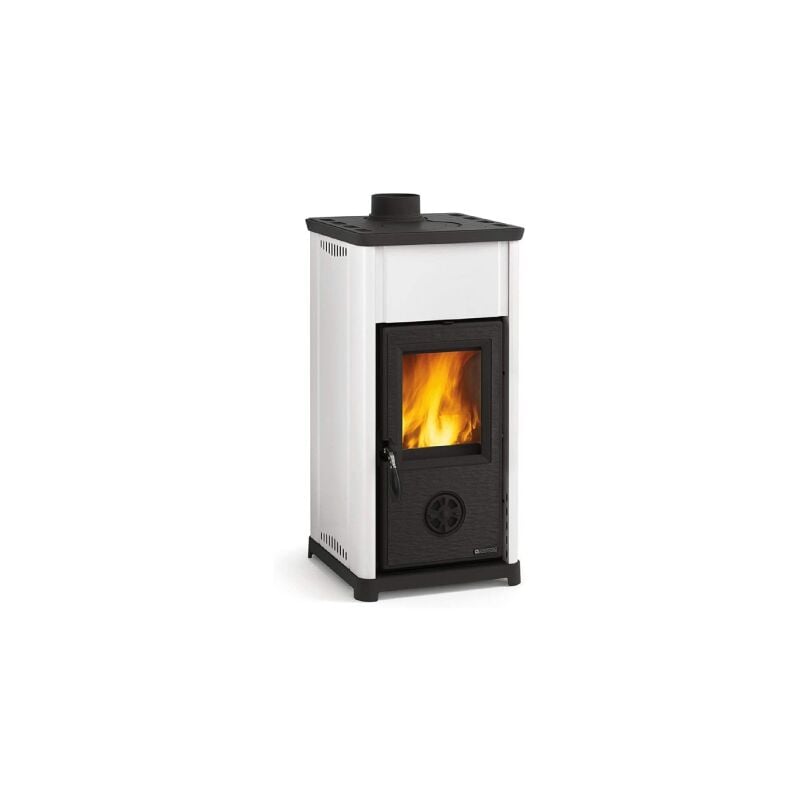 Nordica - Poele a' bois La Extraflame Tea avec revetement en acier porcelaine blanche 6,6 kw 189 m chauffable