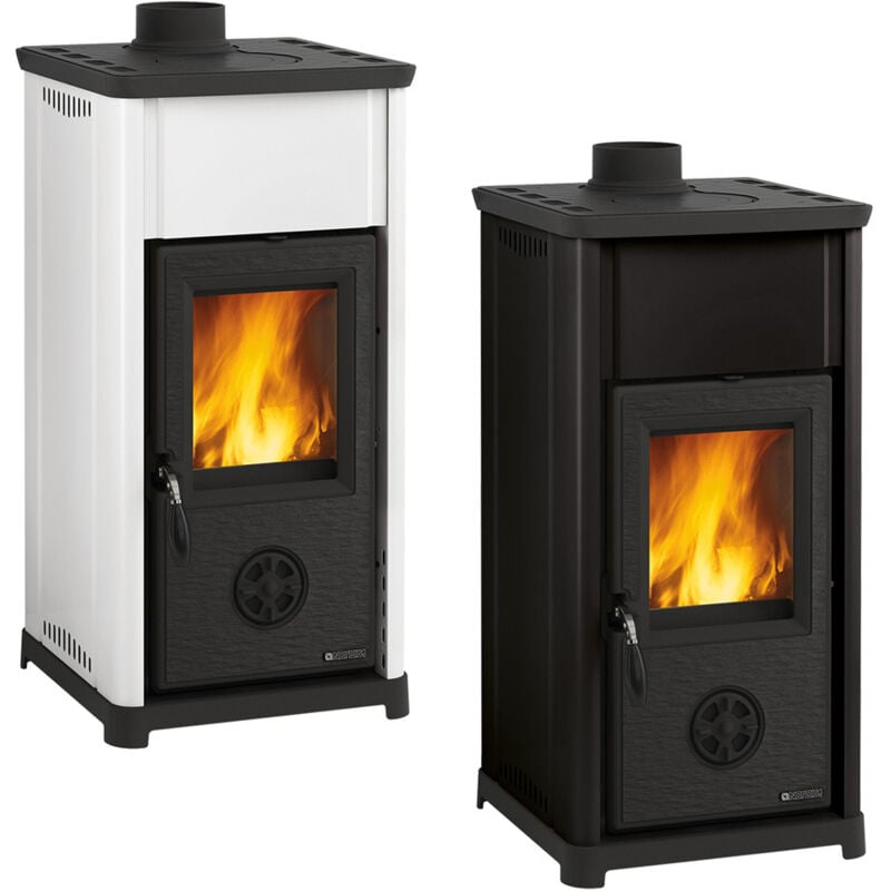 Nordica - Poele a' bois La Extraflame Tea avec revetement en acier porcelaine noire 6,6 kw 189 m chauffable