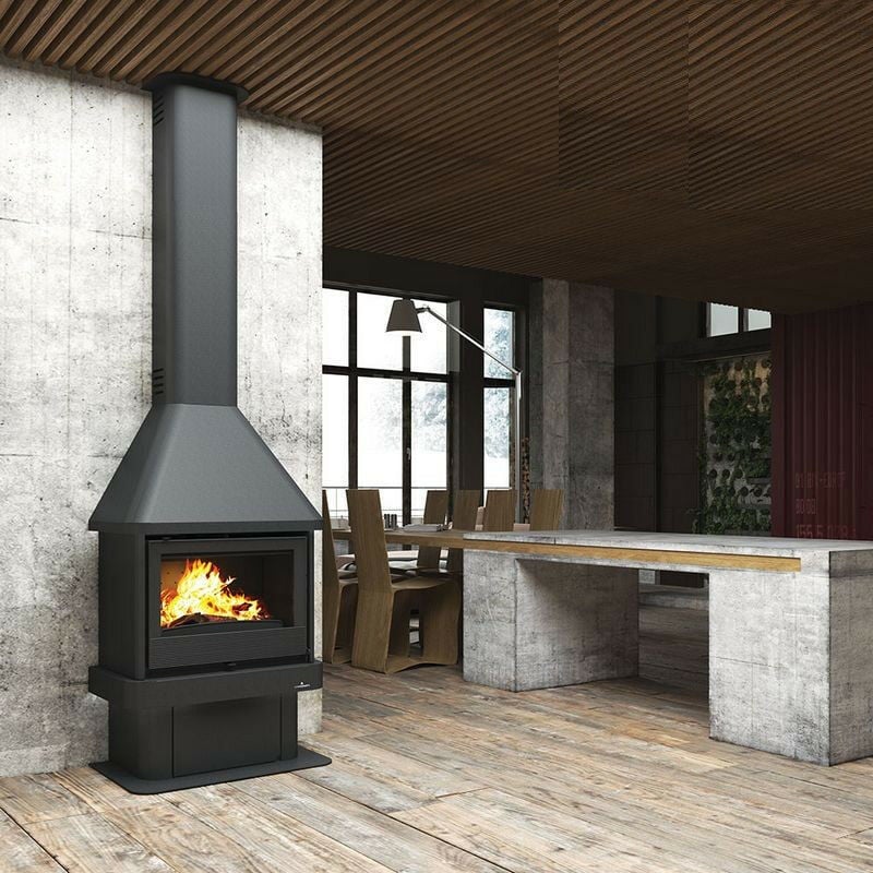 Poêle à bois anaco avec turbine 11 kW