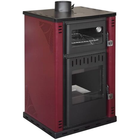 Poêle à bois avec four 27,6Kw Thermo poêle chaudière 38lt Elsa Rossa