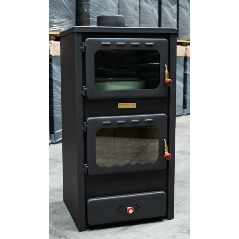 Kupro - Poêle à bois avec four. Puissance de chauffage de 8 kW. Modèle ' Lux Oven Steel'