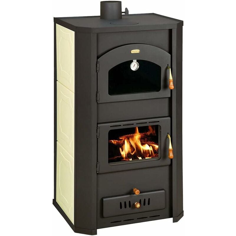 Poêle à bois avec four pour système de chauffage central. Puissance de chauffage 6.5 + 17.3 kw. Poêle à combustible solide pour la cuisson et le