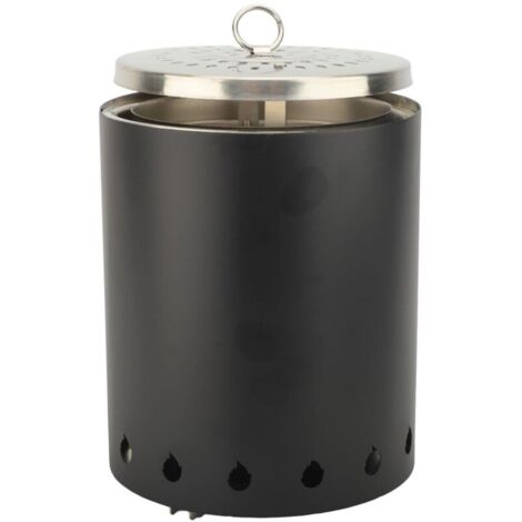 Poêle à bois coupe-vent pour extérieur, Acier Inoxydable pour extérieur et terrasse (noir）
