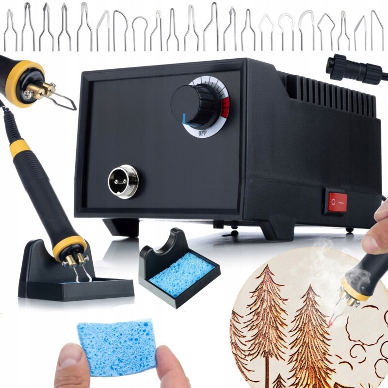 Bruciatore a legna in pelle Black Raven RBR60W da 60 W con regolazione della potenza + set di punte