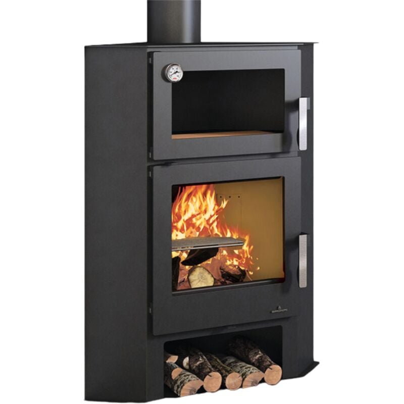 Bronpi - Poêle à bois d'angle avec four Lerma - h 8.7 kW Avec kit four inox