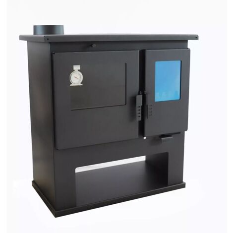 Poêle à bois de Cuisine Verso CS Lite - 7,7 kW avec Four et Plaque Supérieure en Métal, Sortie de Fumée Latérale Gauche