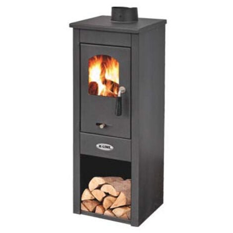 LED LEDS Poêle à bois en acier avec espace à bois K-Line Karso Anthracite 6 kW