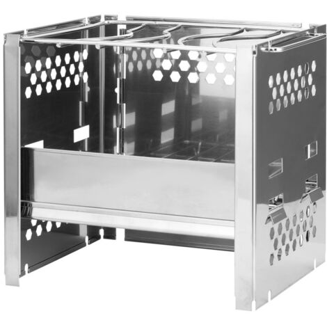 Poêle à bois en acier inoxydable extérieur Grill pliable Mini carré pour camping et pique-nique