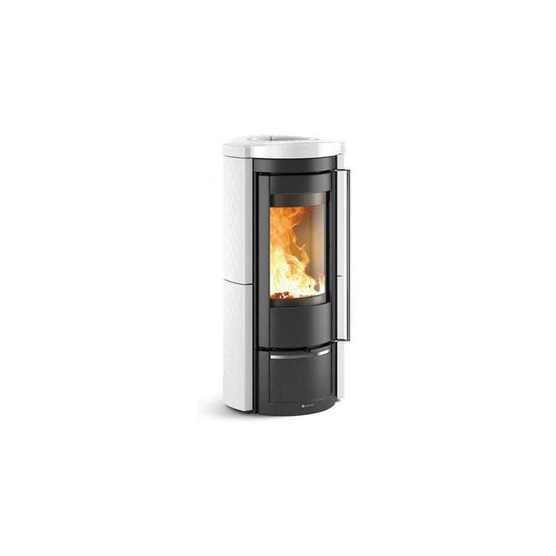 La Nordica - Poêle à bois en céramique raccordable Liu 7.5 kW Blanc