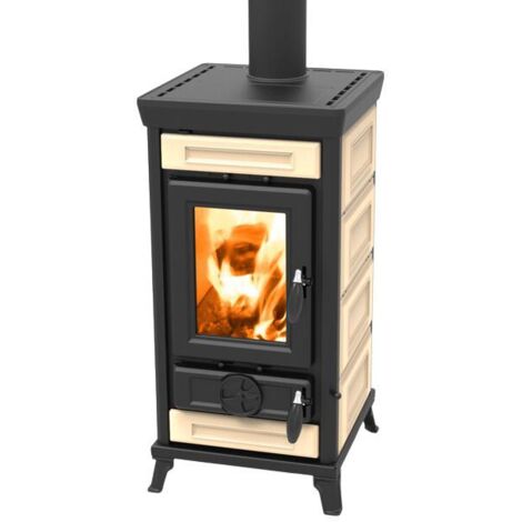 Poêle à bois en céramique - THERMOROSSI Sofia Evo 5 Maiolica 7.3 kW  Ivoire