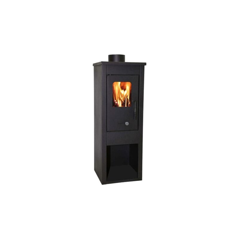 Milo Srl - Poele a' bois Era 7Kw en chambre de combustion en acier peint noir avec 6 briques re'fractaires pour 167 m
