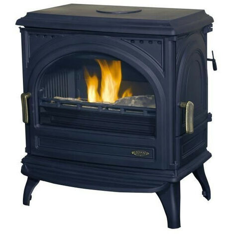 Poêle à Bois Fonte-PETIT CARVIN-8 kW- Peint anthracite -thermostat GODIN - 366102 - Noir