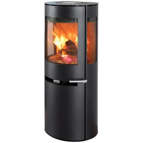 Poêle à bois haut 120 cm avec foyer surélevé – Réserve à bûches fermée – Puissance 8 kW – Système Aduro-tronic pour combustion optimisée