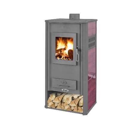 Poêle à bois hydro 20-22 kW – Chargement frontal – Évacuation des fumées supérieure 120 mm – Dimensions L. 49 x P. 46 x H. 105 cm – Classe A