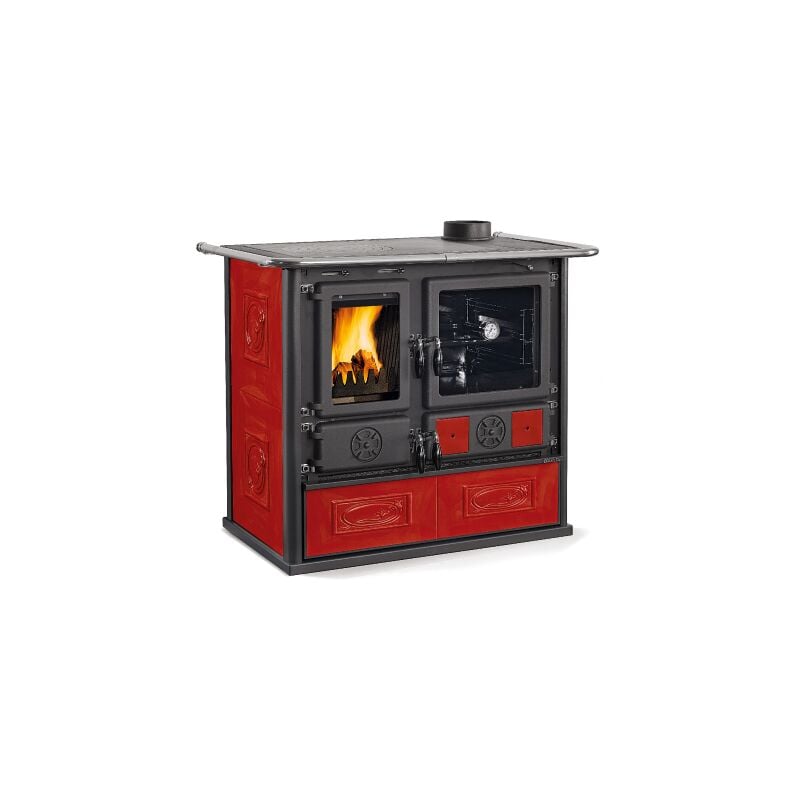 Tuttacasa - Poele a' bois La Nordica Extraflame Rosa Liberty 4.0 poele en majolique bordeaux 9,6 kW pour 240 m