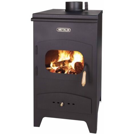Poêle à bois Metalik Art 6,5 kW avec plaque en métal – style compact