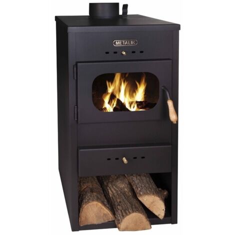 Poêle à bois Metalik Hit 8,6 kW avec plaque en métal – compacte et puissante