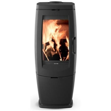 POELE A BOIS - Noir - Fonte - Porte latérale - 10 kW - Bûches de 33 cm  SUPRA - ZOE