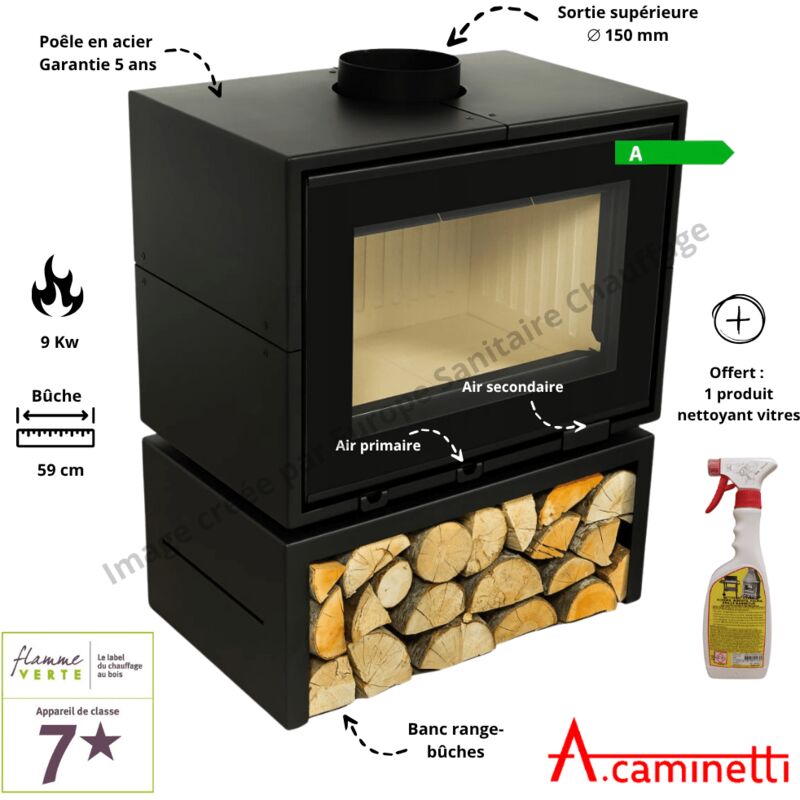 Poêle à bois Panorama 75 A.Caminetti