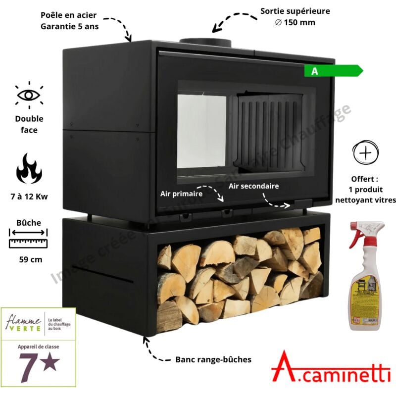 Poêle à bois Panorama 90 A.Caminetti