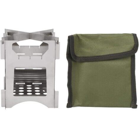 Poêle à Bois Pliable en Acier Inoxydable Cuisinière Miniature pour Camping et Randonnée, Sac Inclus
