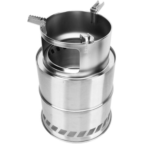 Poêle à bois portable pliable pour camping, chauffage de tente, randonnée et barbecue en acier inoxydable avec housse.