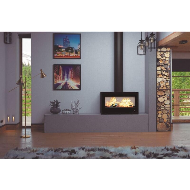 Poêle à bois pose libre - BRONPI Cairo 90 Box 13 kW Foyer en FIRETEK - Sans kit ventilation