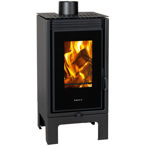 Poêle à bois PRITY PMV-TV SL – 11 kW, Noir Graphite, Classe A, Design Panoramique Compact