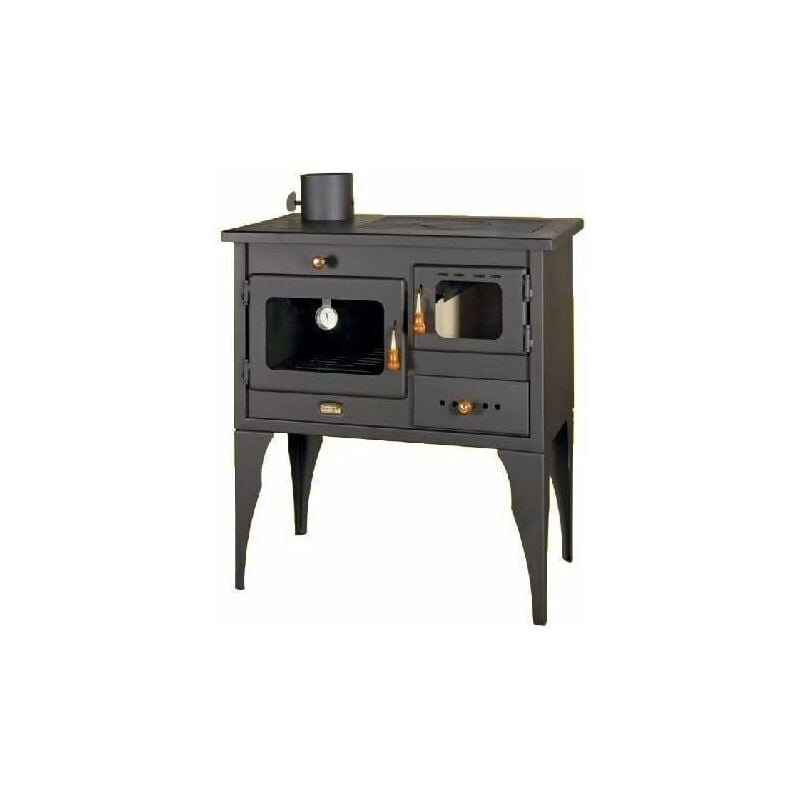 Poêle à bois. Puissance de chauffage de 10 kW. Poêle à combustible solide avec four. Fer à repasser Chauffage plates. left fumée exit modèle « Prity