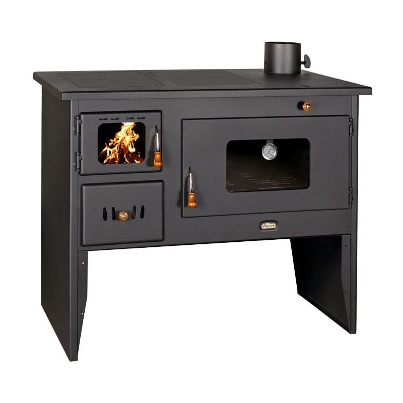 Poêle à bois. Puissance de chauffage de 16 kW. Poêle à combustible solide avec grand four. Modèle Prity 2P50