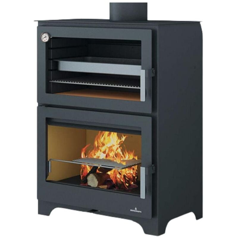 Bronpi - Poêle à bois raccordable avec four Murano 14 kW Avec kit air - Sans kit four inox