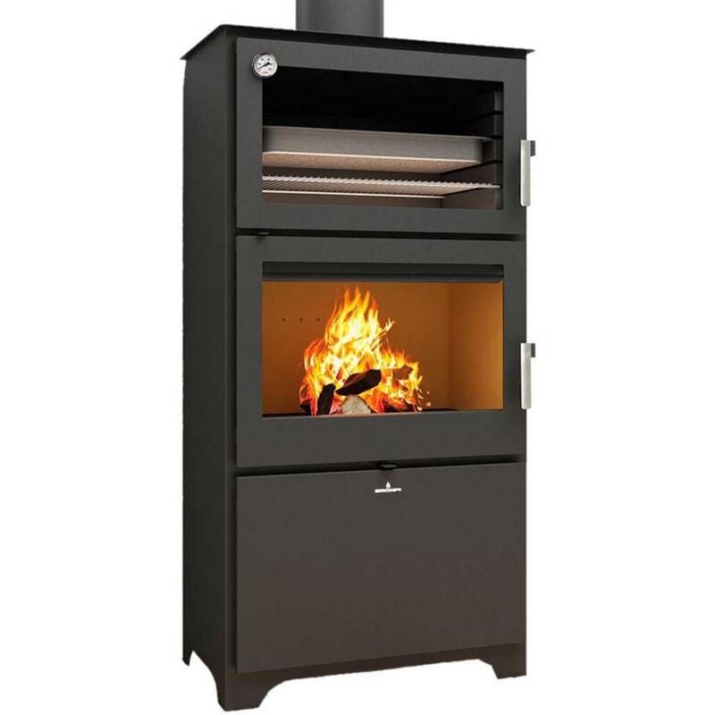 Bronpi - Poêle à bois raccordable avec four Murano - l 14 kW Sans kit air - Sans kit four inox