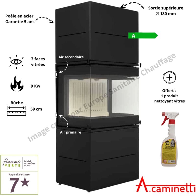Poêle à bois Scandinavian 65 bh/wh A.Caminetti Couleur noir