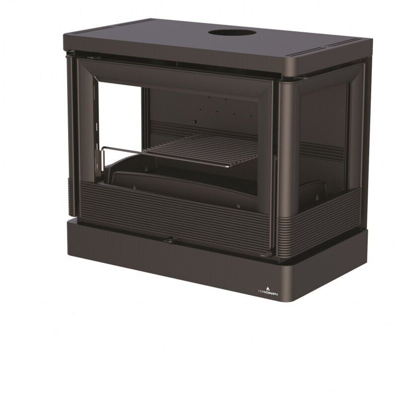 Poêle à bois suspendu ventilé 3 faces - BRONPI Versailles - C 10 kW Porte fonte - sans vitre sérigraphiée noire