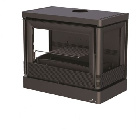 Poêle à bois suspendu ventilé 3 faces - BRONPI Versailles - C 10 kW Porte fonte - sans vitre sérigraphiée noire