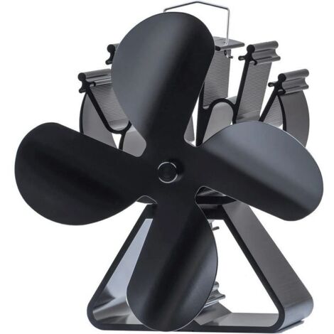 Poele à Bois Ventilateur de cheminée à chaleur 4 lames Ventilateur pour Foyer, Poele a Granule, Silencieux Alimenté par la Chaleur, Écologique, Choix de Cadeau de Noël