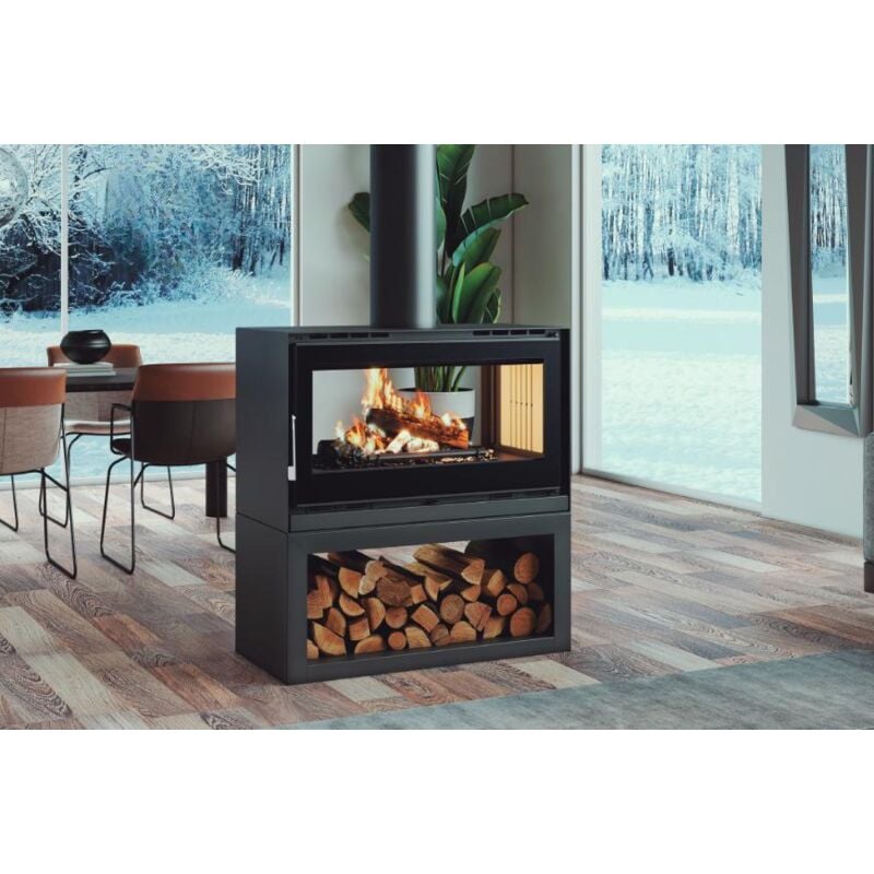 Fm Calefaccion - Poêle à bois ventilé double face - firematic Ottawa - m 12.6 kW Foyer en vermiculite