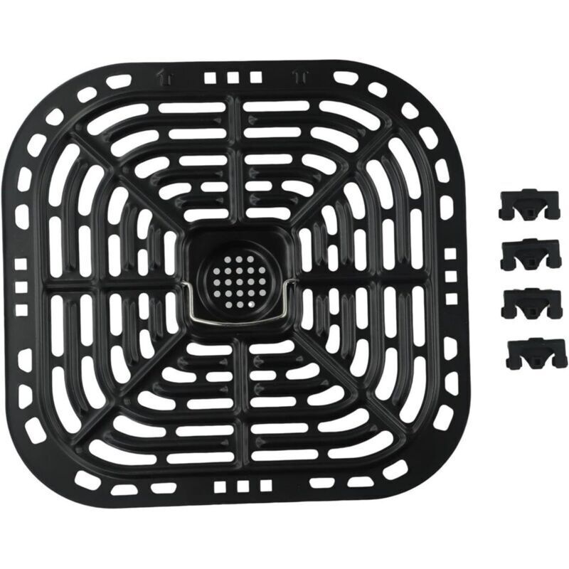 Poêle à frire de rechange en acier au carbone antiadhésive avec design perforé pour une répartition homogène de la chaleur avec pare-chocs en silicone