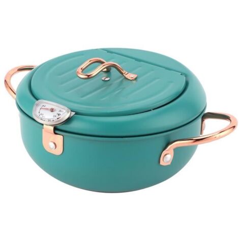Poêle à frire, marmite à frire, poignée japonaise durable en acier inoxydable pour cuisinière à induction, vert foncé