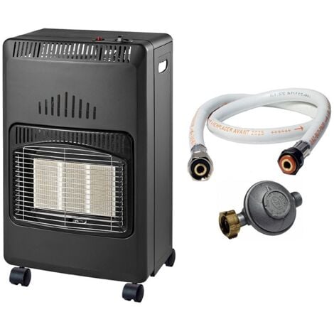 Poele à gaz Infrarouge 4200W Novakit Piezo Volume 120 m³ + Tuyau gaz vissable + détendeur butane