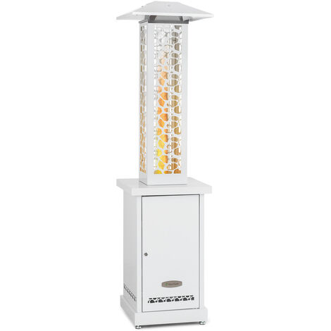 Poêle a granule - Poêle de terrasse - Blumfeldt - Parasol chauffant - 12,2 kW - mobile - Poêle à bois - pellets - Inox Blanc - Blanc - Blanc
