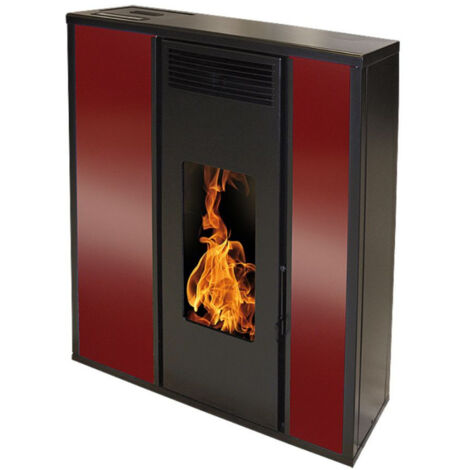 Poêle à granules TESSA 10 KW Etanche extra-plat - Bordeaux
