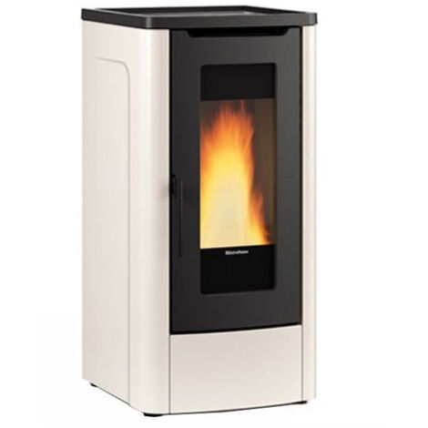 Poêle à granulés à conduit – Dahiana 5.0 Plus Finition Ivoire 52×60 × h108 cm 3,0‑10,0 kW Réservoir de 30 kg – Extraflame