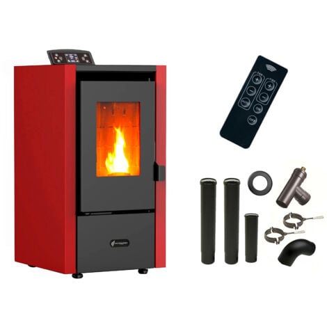 Poêle à granulés air Anita 6,5 kW Bordeaux Sannover + Kit Raccordement Fumisterie