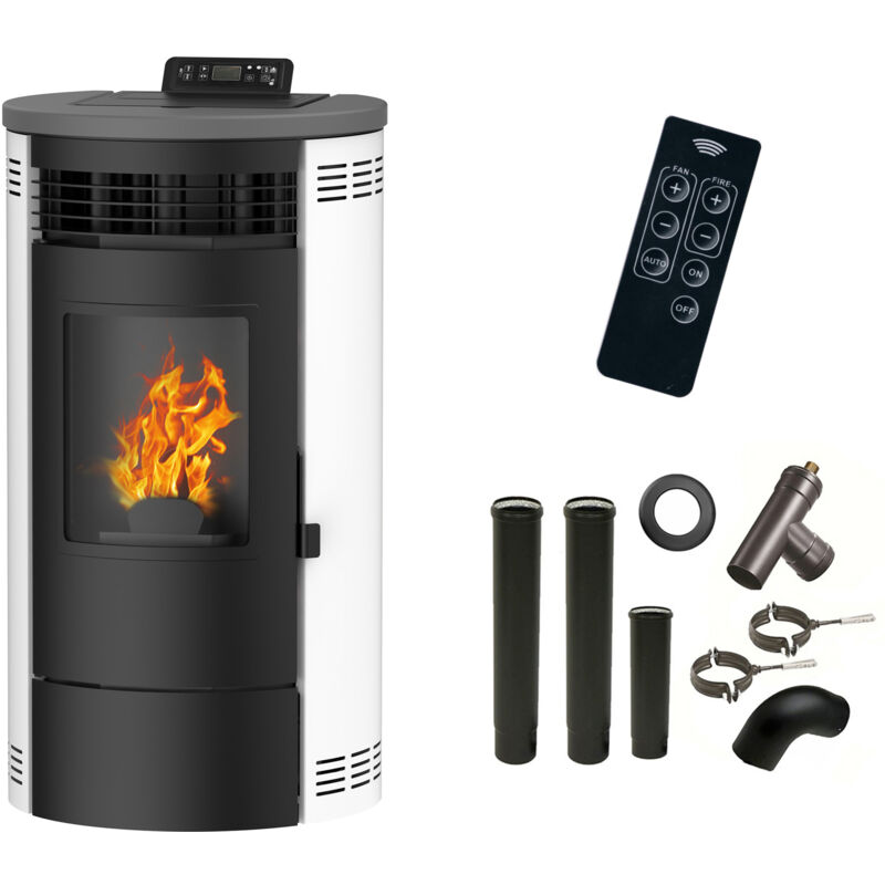 Sannover - Poêle à granulés Air Flavia 9,5 kW Blanc + Kit Raccordement Fumisterie