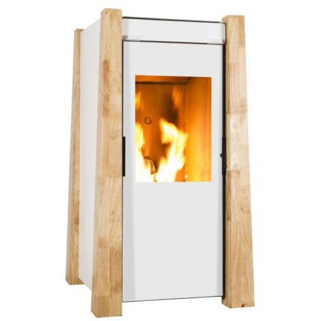 Poêle à granulés de bois 9.5kw blanc/chêne - Ecoforest - 20886