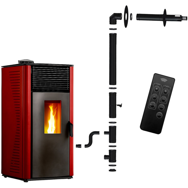 SANNOVER Po&ecirc;le &agrave; granul&eacute;s &eacute;tanche Anita 13 kW Bordeaux + Kit d'installation Complet