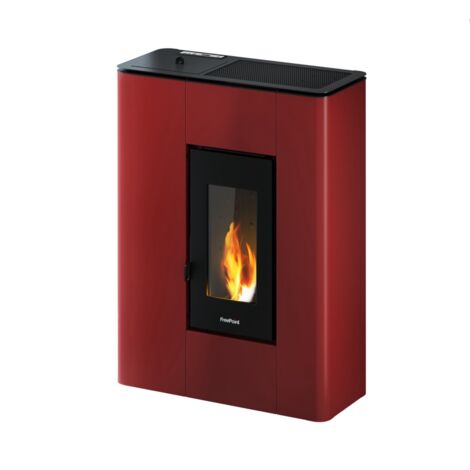 Poêle à granulés étanche Atrium 5 Bordeaux – Puissance 5 kW – Sortie des fumées Ø 80 mm – Classe énergétique A+ – Profondeur 27 cm – Freepoint