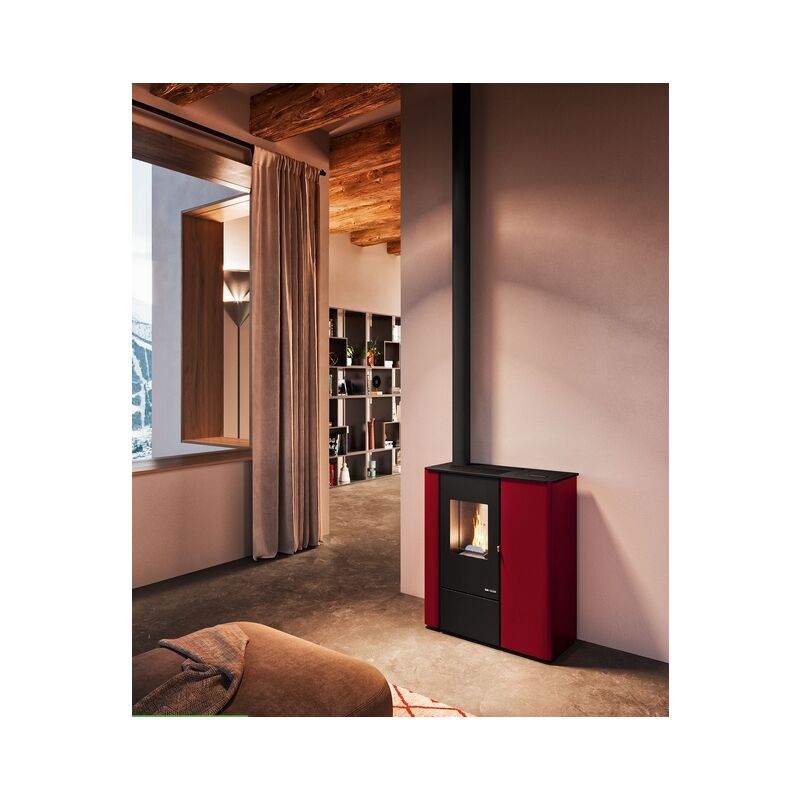 Eva Calor - Poêle à granules extra plat Vale Slim 7 kW Rouge