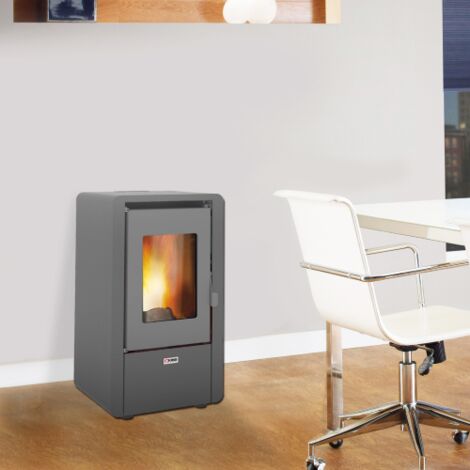 Poele a' granule's King 60 6,1 kW gris pour 145 m recouvert d'acier avec ventilation frontale